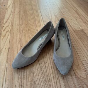 Boden Leather Suede Charcoal Heel Wedge Sandal flats